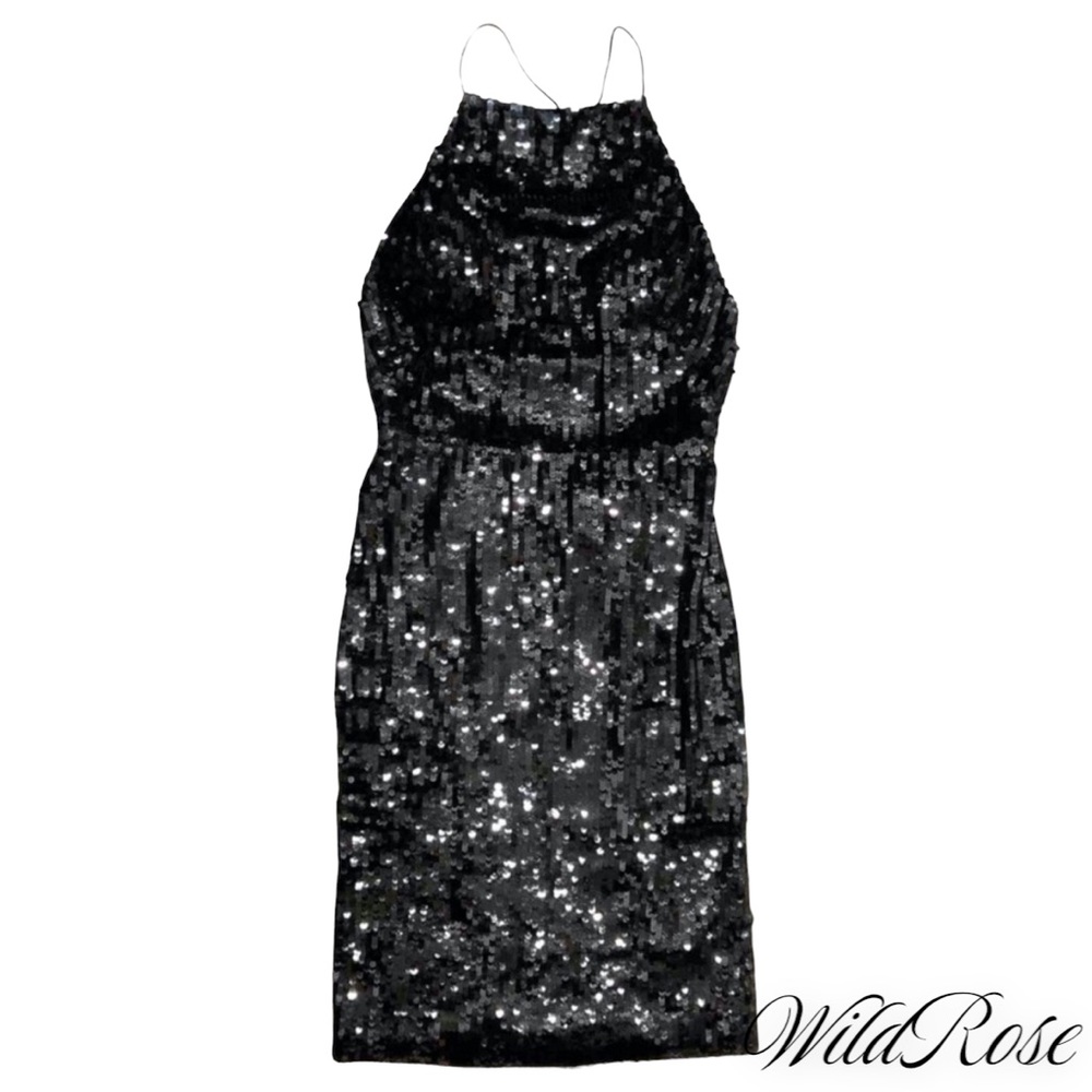 Jason Wu Black sequined georgette midi dress SZ 6 - Picture 10 of 15